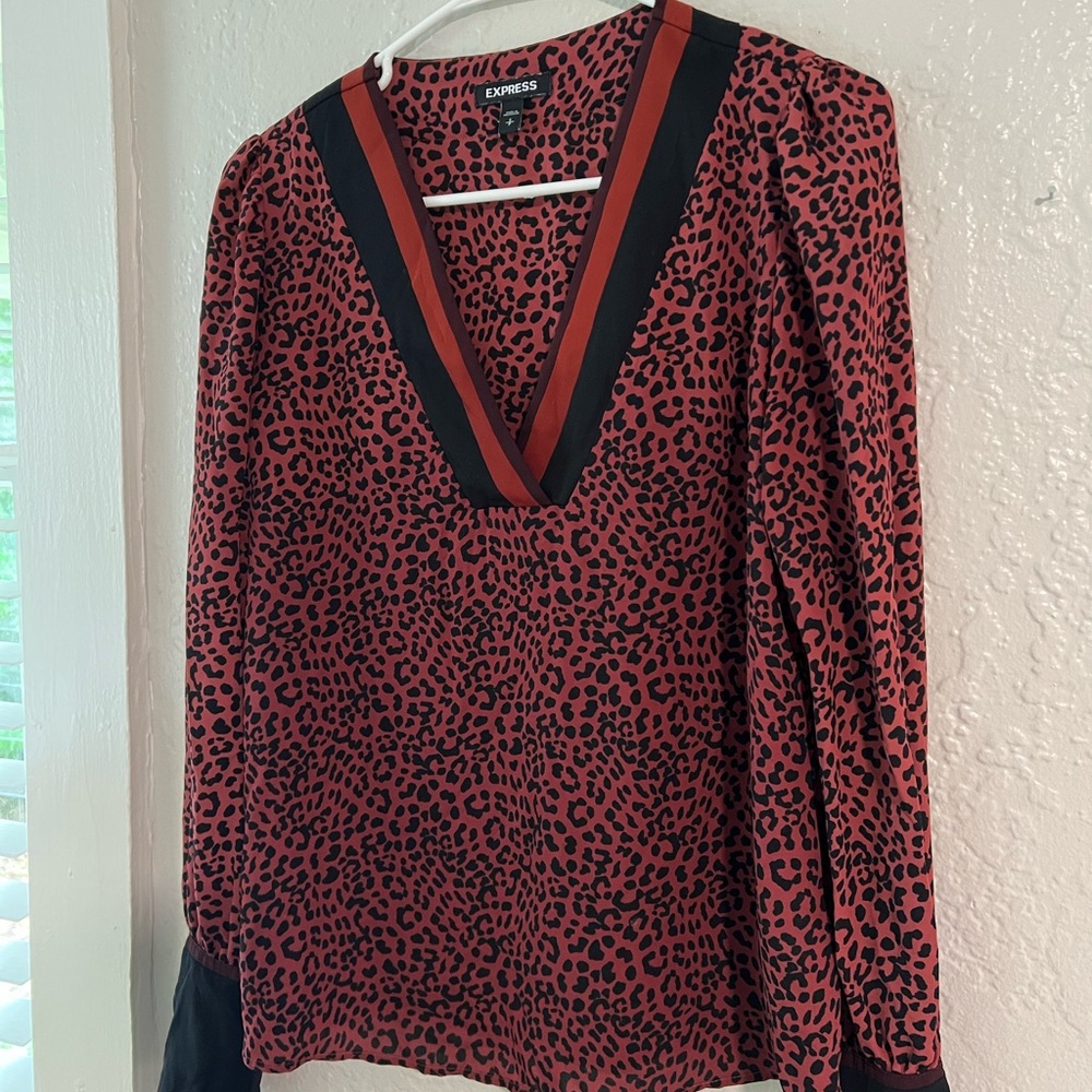 Express Pink Leopard Print Blouse